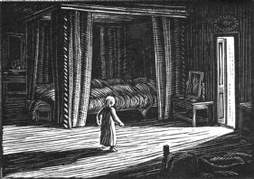 wood-engraving print: In the Night for Four Tales from Hans Andersen